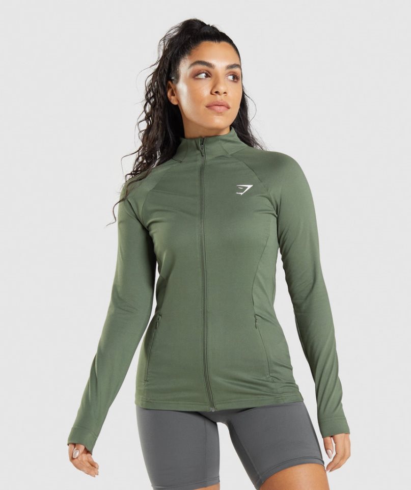 Kurtka Gymshark Treningowe Damskie Oliwkowe | PL 439ISM